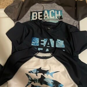 Kids Beach Graphic Swim Shirt - Gray and Black